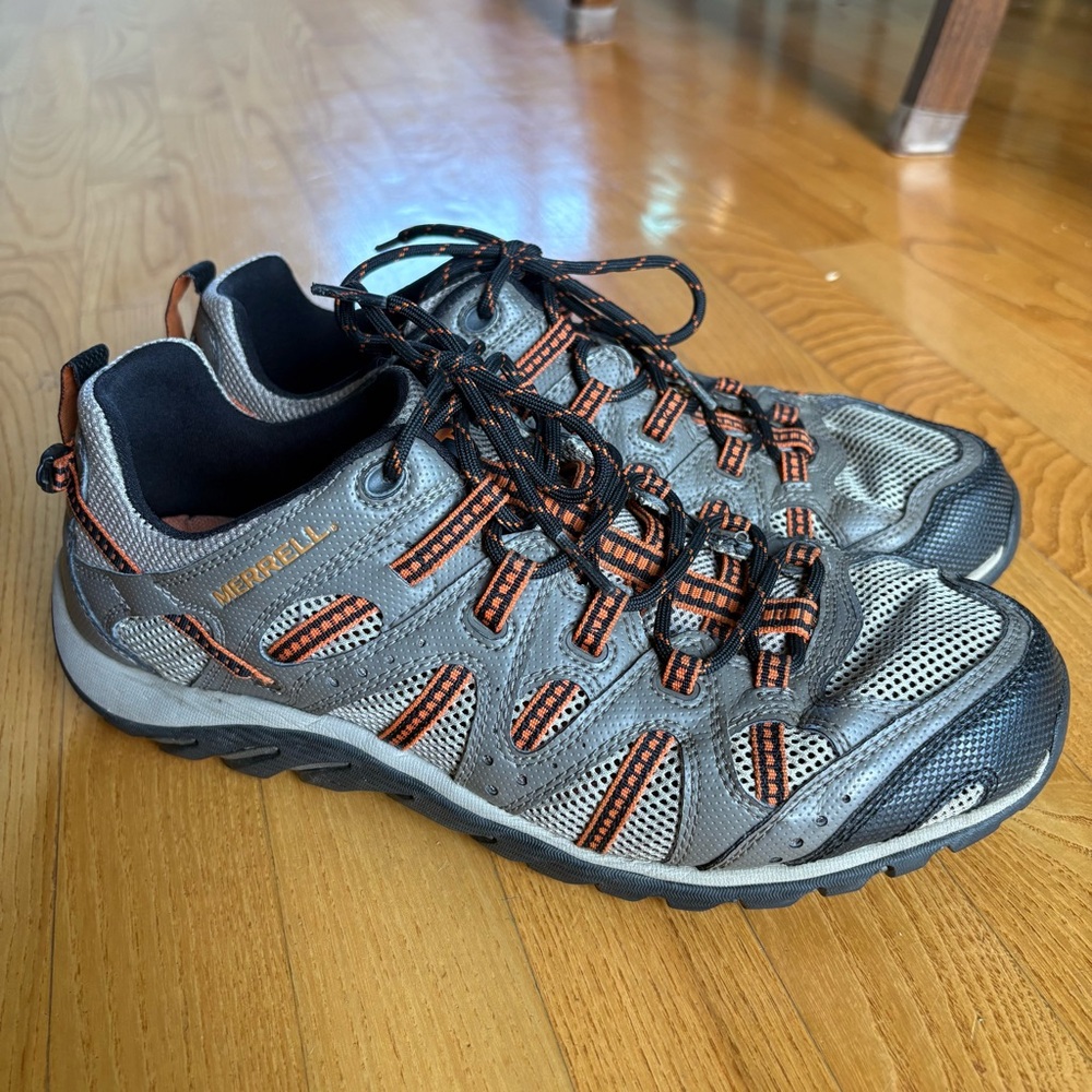 Mens Merrell Waterpro Manistee Water Shoe Hiking Mesh Lightweight Gray Orange 10